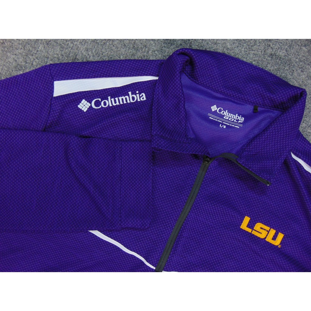 LSU Tigers Pullover Mens Large Columbia Golf Purple Quarter Zip Sweater Jacket